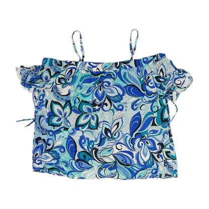 Blue Floral Short Sleeve Blouse