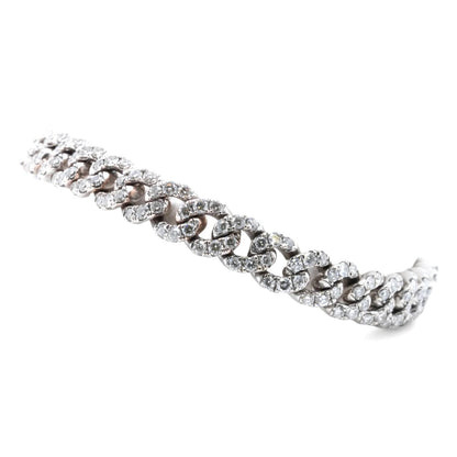 14K White Gold Diamond Pave Cuban Link Bracelet