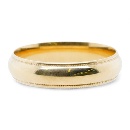 14K Gold Half Round Milgrain Edged Band