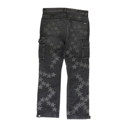 Black x Chemist Leather Star Straight Jeans