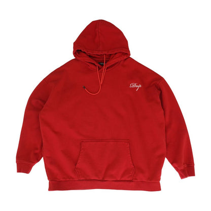 Red Embroidery Detail Hoodie Pullover