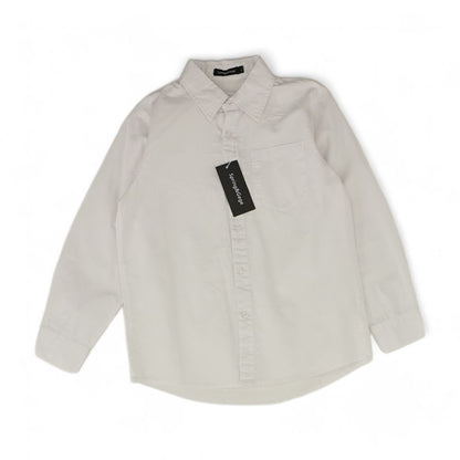 White Solid Long Sleeve Button Down