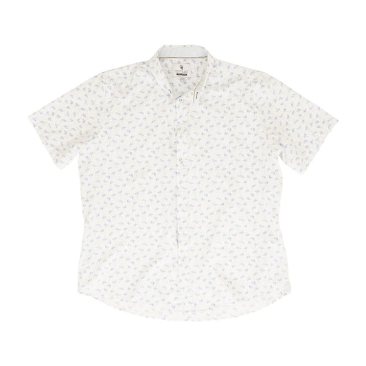 White Animal Short Sleeve Button Down