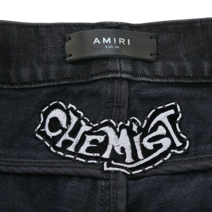 Black x Chemist Leather Star Straight Jeans