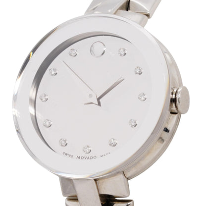 Sapphire Silver Mirror Case With Diamond Accents Stainless Steel Watch