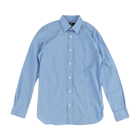 Blue Solid Long Sleeve Button Down