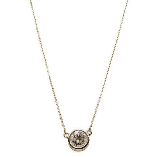 14K Gold Bezel Set Diamond Pendant Necklace