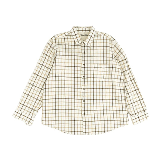 Beige Check Long Sleeve Button Down