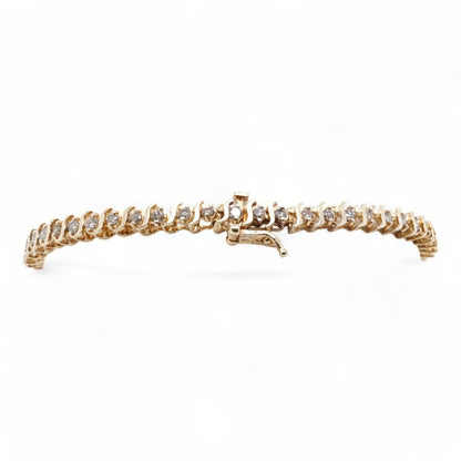 14K Gold S Link Diamond Tennis Bracelet