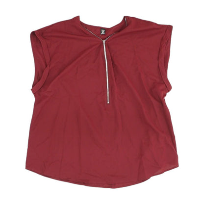 Maroon Solid Short Sleeve Blouse