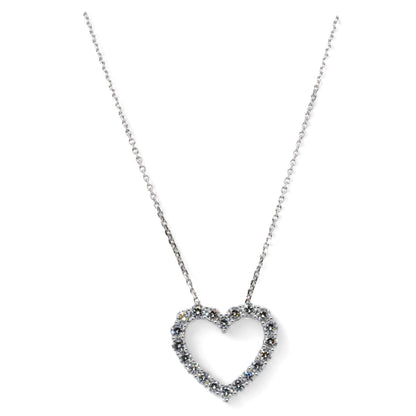 14K White Gold Diamond Heart Pendant Necklace