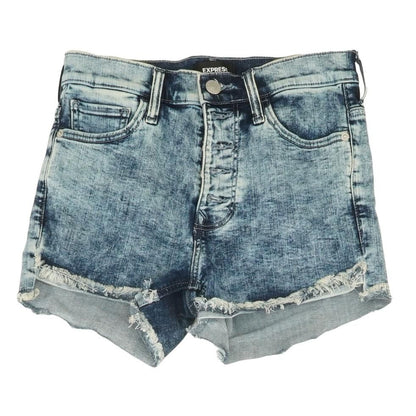 Blue Solid Denim Shorts