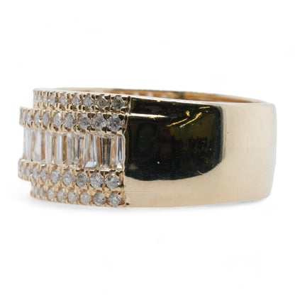 14K Gold Round And Baguette Diamond Band