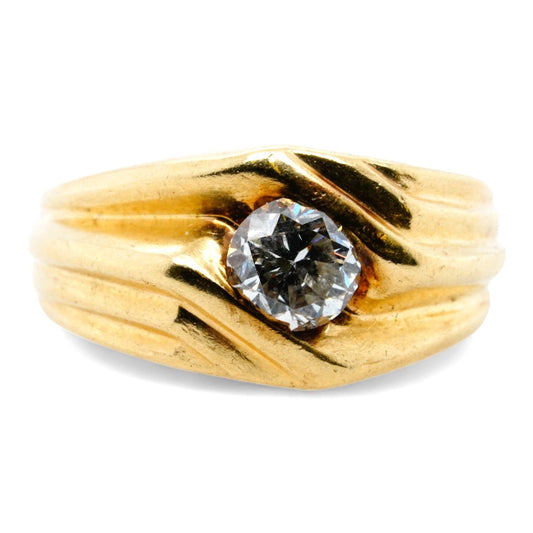 14K Gold Band with Tension Set Diamond