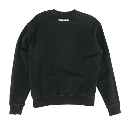 Black Solid Cool Print Sweatshirt