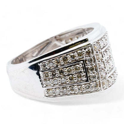 10K White Gold Rectangular Top Diamond Band