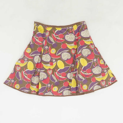 Brown Fruit Midi Skirt