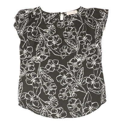 Black Floral Short Sleeve Blouse