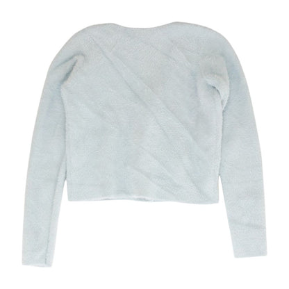 Blue Solid Cardigan Sweater