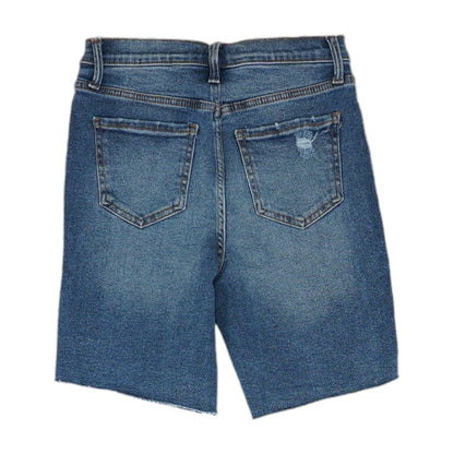 Blue Solid Denim Shorts