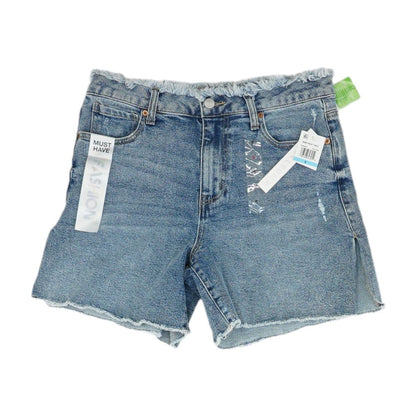 Blue Solid Denim Shorts