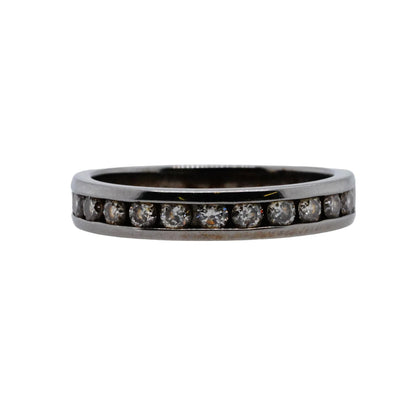 14K White Gold Black Rhodium Plated Diamond Band