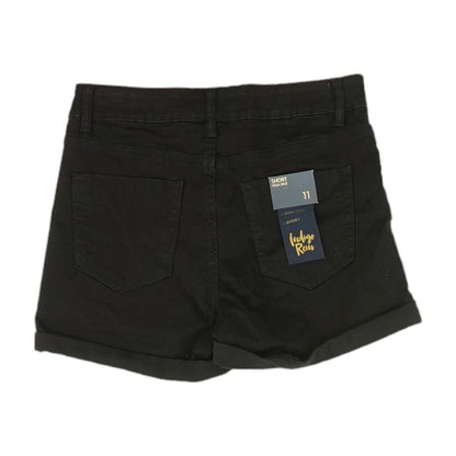 Black Solid Denim Shorts