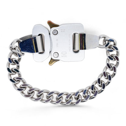 Silver Tone Metal Buckle Link Bracelet