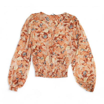 Orange Floral Long Sleeve Blouse