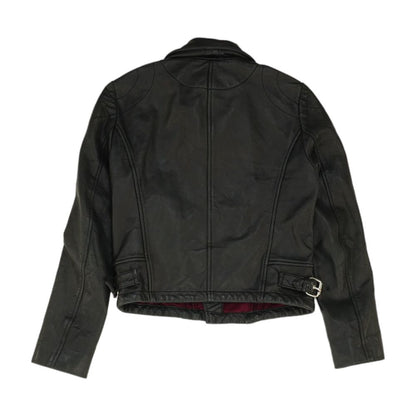 Black Solid Leather Jacket