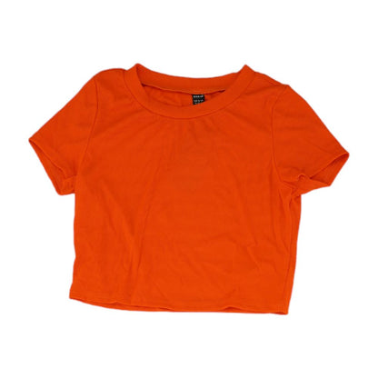 Neon Orange Solid Cropped T-Shirt