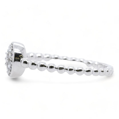 14K White Gold Round Diamond Cluster Beaded Band