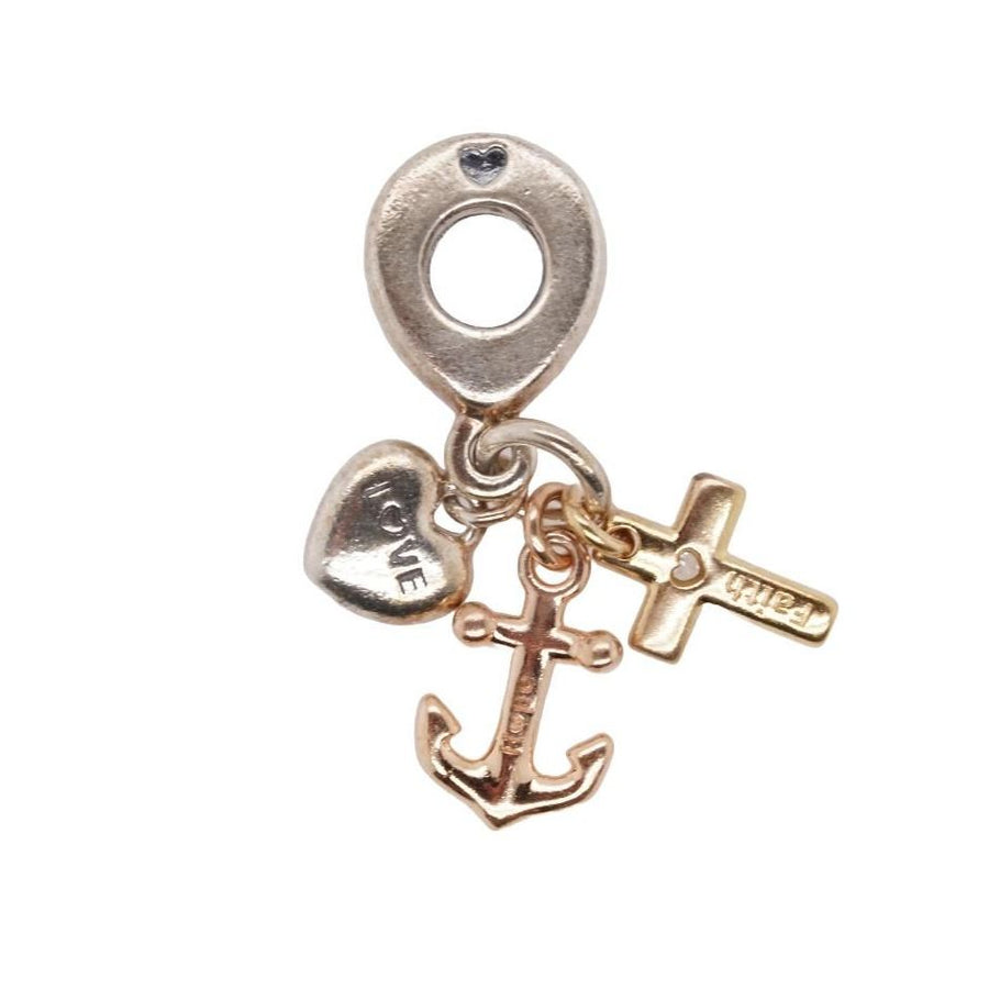 Faith Hope Love Charm Necklace 14K Gold Filled Heart Anchor Cross