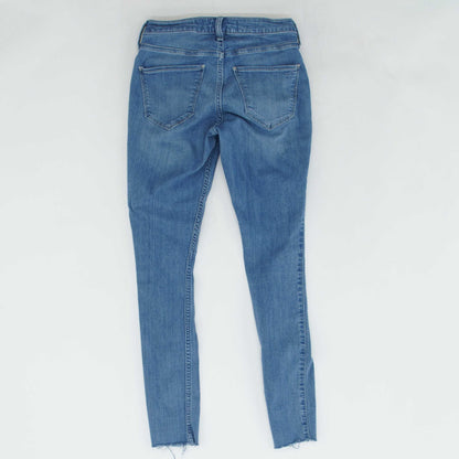 Blue Solid Mid Rise Skinny Leg Jeans