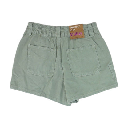 Green Solid Denim Shorts