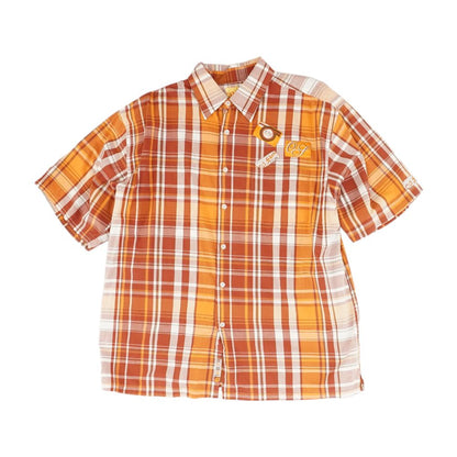 Orange Plaid Short Sleeve Button Down