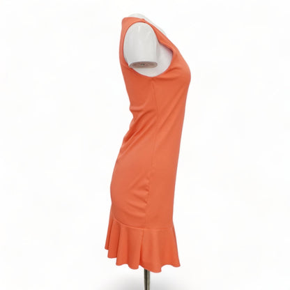 Coral Solid Midi Dress