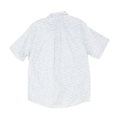 Blue Graphic Short Sleeve Button Down