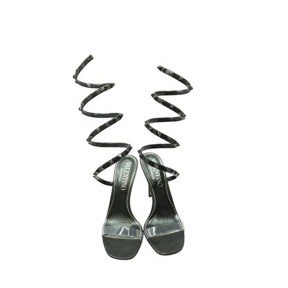 Rockstud Leather Wrap Sandals Heels