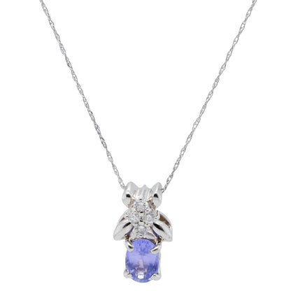 Platinum Oval Tanzanite With Diamond Accents Pendant Necklace