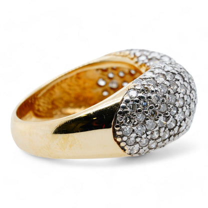 14K Gold Double Dome Diamond Pave Ring Size 8