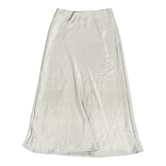 Silver Solid Midi Skirt
