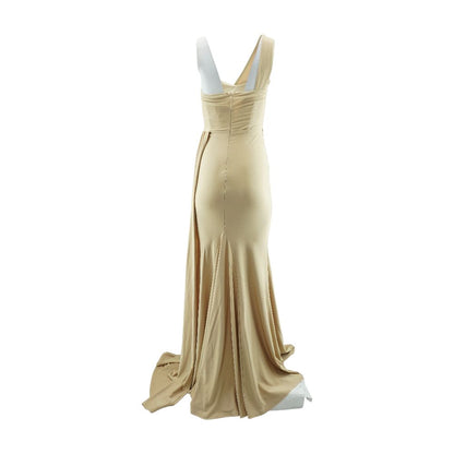 Gold Solid Maxi Dress