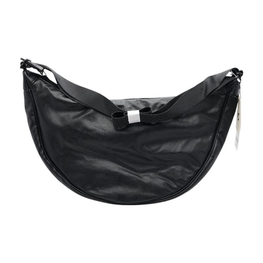 Black Faux Leather Shoulder Bag