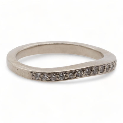 14K White Gold Round Diamond Contour Band