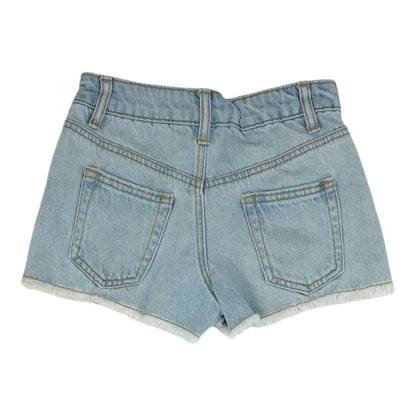 Blue Solid Denim Shorts