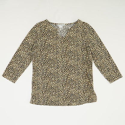 Beige Animal Print 3/4 Sleeve Blouse