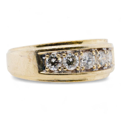 14K Gold Tapered Shank Five Stone Diamond Band