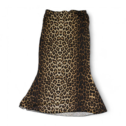 Brown Animal Midi Skirt