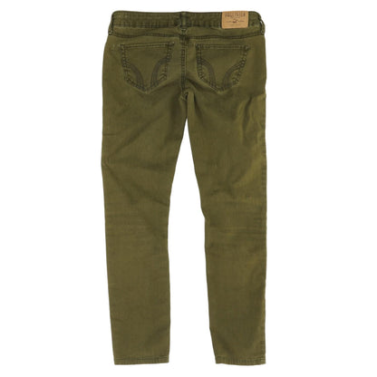 Green Solid Low Rise Skinny Leg Jeans